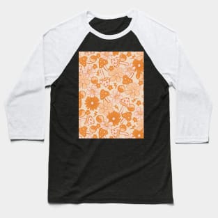 Groovy Mushrooms and Daisies Baseball T-Shirt